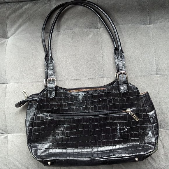 Brilliant Black Maxx New York Handbag / Purse Crocodile/Alligator Pattern - Picture 1 of 3